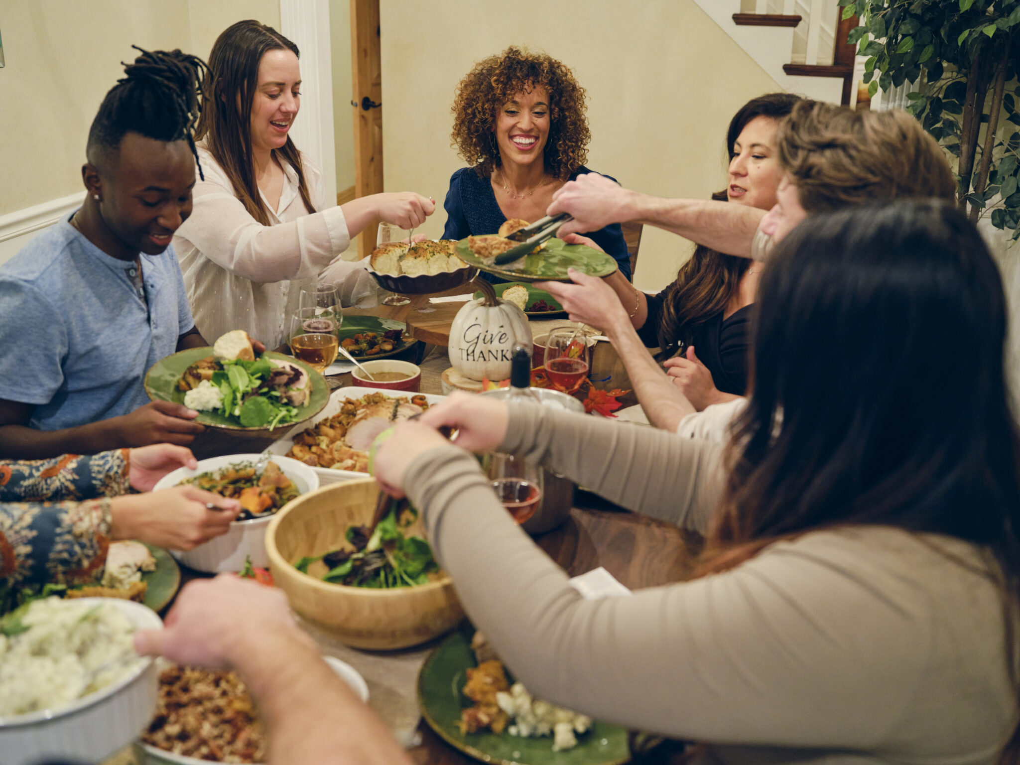 Friends Celebrating Thanksgiving Dinner Together